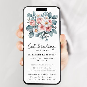 Convites Eucalyptus Boho, Evite Digital Funeral