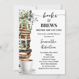 Convites Eucalyptus Books & Brews Coffee Bridal Shower
