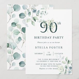 Convites Eucalyptus Botanic Number 90 Festa de aniversário