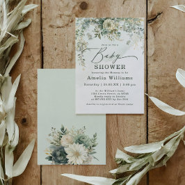 Convites Eucalyptus Botanical Watercolor Chá de fraldas Ver