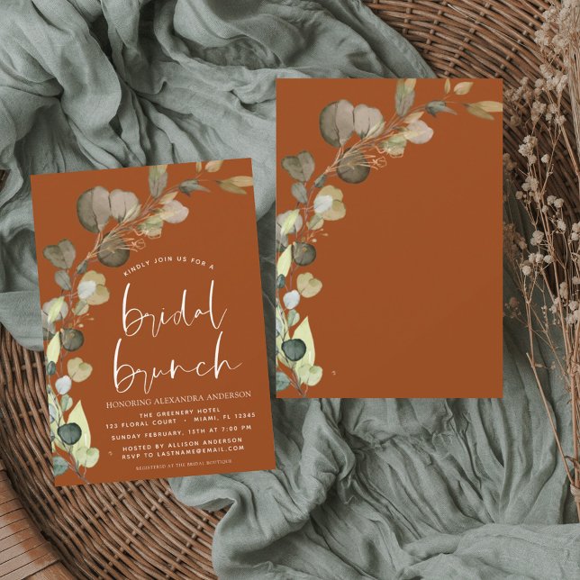 Convites Eucalyptus Burnt Orange Bridal BrunChá (Criador carregado)