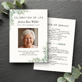 Convites Eucalyptus Celebration of Life Photo Program