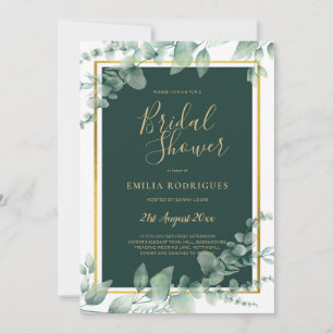 Convites Eucalyptus CHÁ DE PANELA Verde Código QR Dourado I
