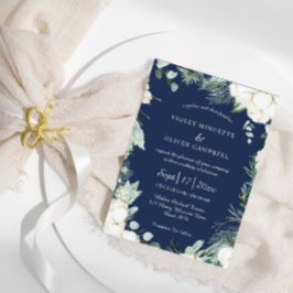 Convites Eucalyptus Cotton | Marinho Moderno Casamento