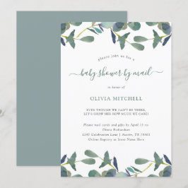 Convites Eucalyptus Crest Green Deixa Chá de fraldas Por Co