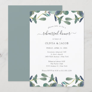 Convites Eucalyptus Crest   Janto de ensaio "Green Leaves"