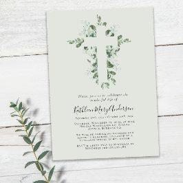 Convites Eucalyptus Cross Celebration of Life