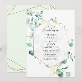 Convites Eucalyptus deixa casamento geométrico