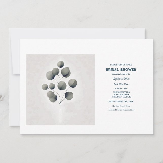 Convites Eucalyptus deixa Chá de panela de casamento de art (Frente)