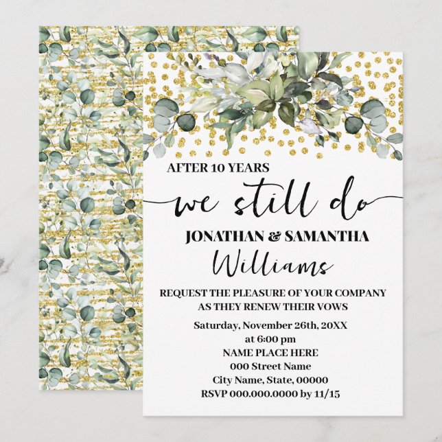 Convites Eucalyptus Dourado Ainda Fazemos Aniversário De Ca (Frente/Verso)