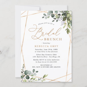 Convites Eucalyptus Dourado Greenery Bridal Brunch
