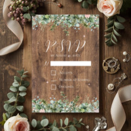 Convites Eucalyptus Dusty Rose RSVP Card | Greenery Floral