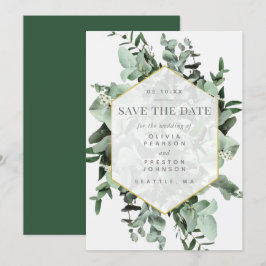 Convites Eucalyptus e Greenery Watercolor Salvar a Data