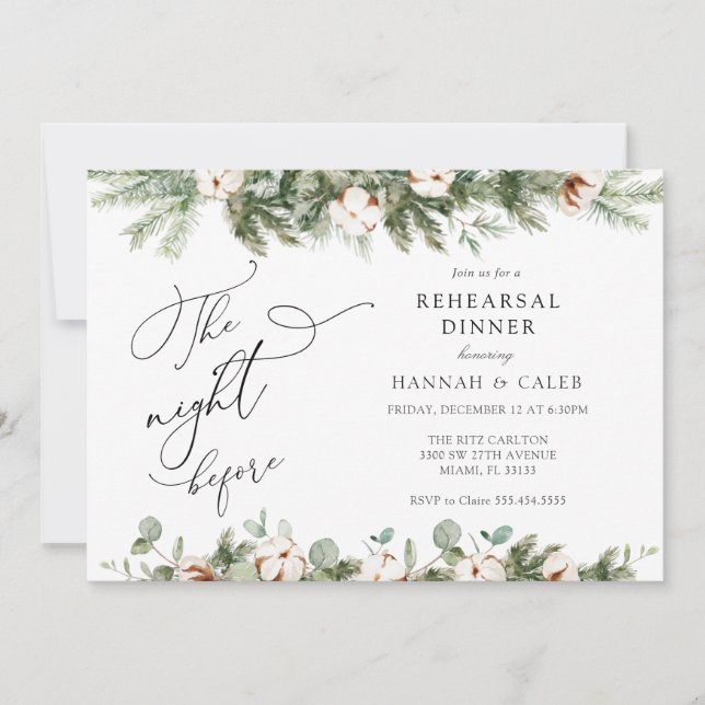 Convites Eucalyptus Evergreen Night Antes Do Janto De Ensai (Frente)
