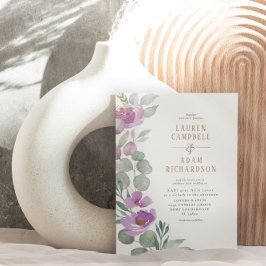 Convites Eucalyptus floral, Casamento Verde e rosa