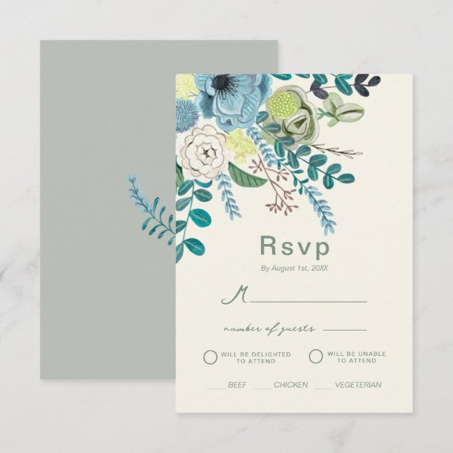Convites Eucalyptus floral Elegante Boho Greenery resposta (Frente/Verso)