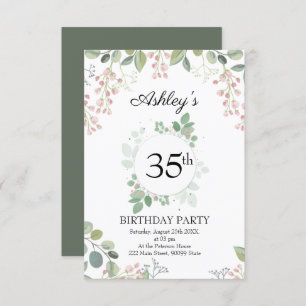 Convites Eucalyptus Flowers & Wreath Birday