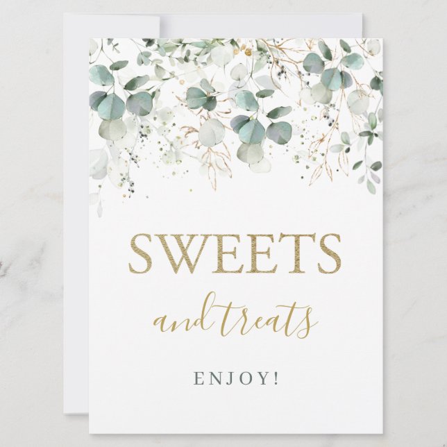 Convites Eucalyptus Foliage Sweets & Treats Sinal (Frente)
