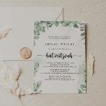 Convites Eucalyptus Foliage Verde Clássico Bat Mitzvah<br><div class="desc">Este clássico convite verde de eucalipto foliage bat mitzvah é perfeito para um morcego mitzvah rústico. A design apresenta lindas folhas verdes de eucalipto com aquarela.</div>