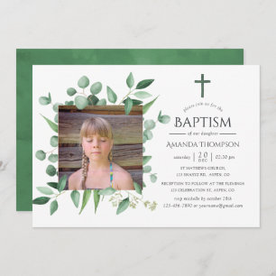 Convites Eucalyptus Forest Greenery Baptism ou Christening