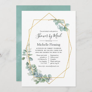 Convites Eucalyptus Geométrico Bridal ou Chá de fraldas por