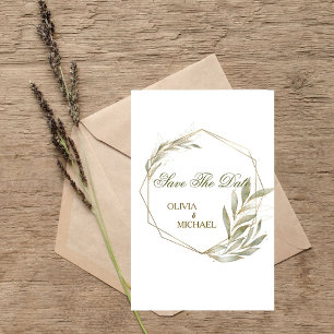 Convites Eucalyptus Gold Quadro Save The Date