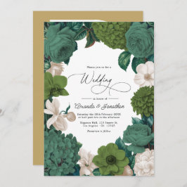 Convites Eucalyptus Green, Fern Olive & Cream Line Wedding