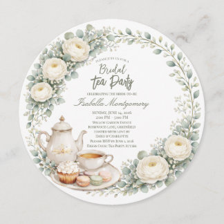 Convites Eucalyptus Green Palette Tea Party Bridal Shower
