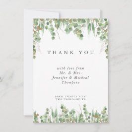 Convites Eucalyptus Green Watercolor & Gold Wedding 