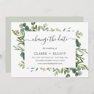 Convites Eucalyptus Green Wreath Muda a data de casamento