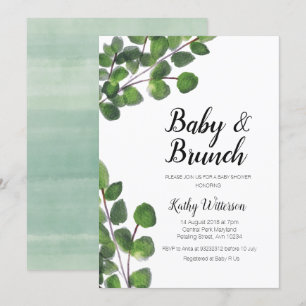 Convites Eucalyptus greenery baby brunch chá de fraldas