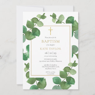 Convites Eucalyptus Greenery Baptism Christening