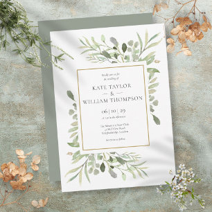 Convites Eucalyptus Greenery Botanical Watercolour Wedding