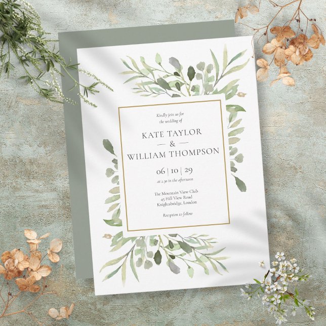 Convites Eucalyptus Greenery Botanical Watercolour Wedding (Eucalyptus Greenery Botanical Watercolour Wedding Invitation)