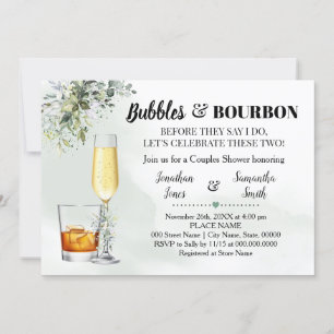 Convites Eucalyptus greenery bubbles & Bourbon Chá Invit