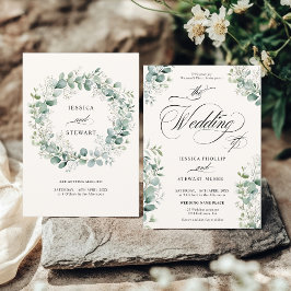 Convites Eucalyptus Greenery Casamento de Script Elegante