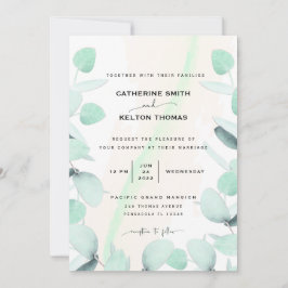 Convites Eucalyptus Greenery Casamento Simples e Moderno