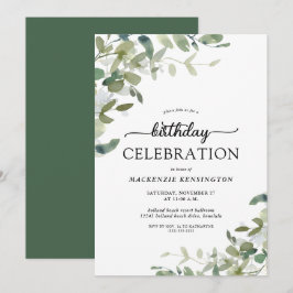 Convites Eucalyptus Greenery Celebração de Aniversário