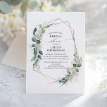 Convites Eucalyptus Greenery Chá de panela Geométrico Moder<br><div class="desc">Moldura de ouro geométrica e convites de chá de panela elegantes de cor botânica eucalipto verde-verde de cor aquosa.</div>