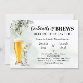 Convites Eucalyptus Greenery Cocktails & Brews Chá Invit