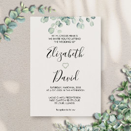 Convites Eucalyptus Greenery Desenhou Coração