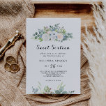 Convites Eucalyptus Greenery Doce Dezesseis Festas de anive<br><div class="desc">Este eucalipto verde doce de dezesseis anos é perfeito para uma simples celebração do décimo sexto aniversário. A design apresenta rosas roxas,  brancas,  azuis e cor-de-rosa deslumbrantes aninhados num belo buquê de folhas verdes de eucalipto.</div>