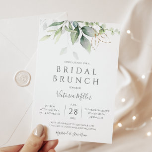 Convites Eucalyptus Greenery Dourado deixa Bridal Brunch