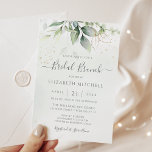 Convites Eucalyptus Greenery Dourado deixa Bridal Brunch<br><div class="desc">Bonito convite para brunch bridal com aquarela eucalipto e folhas de ouro.</div>