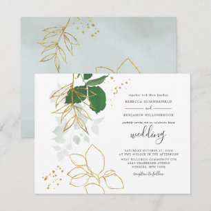 Convites Eucalyptus Greenery Dourado Deixa Casamento Botân