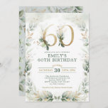 Convites Eucalyptus Greenery Dourado Garden 60º Aniversário<br><div class="desc">Elegante convite de 60 anos para botânicos,  com uma bela aquarela verde em verde-sábio e ouro</div>