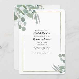 Convites Eucalyptus Greenery e Chá de panela Dourado