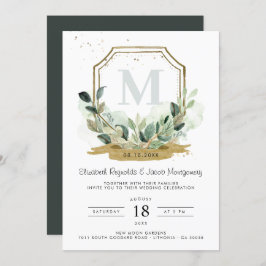 Convites Eucalyptus Greenery Elegante Casamento Dourado