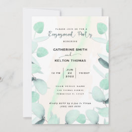 Convites Eucalyptus Greenery Festa de noivado simples