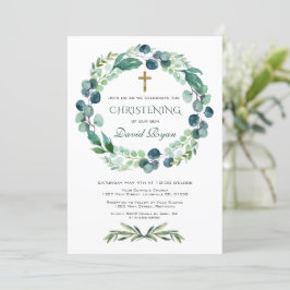 Convites Eucalyptus Greenery Foliage Wreath Christening